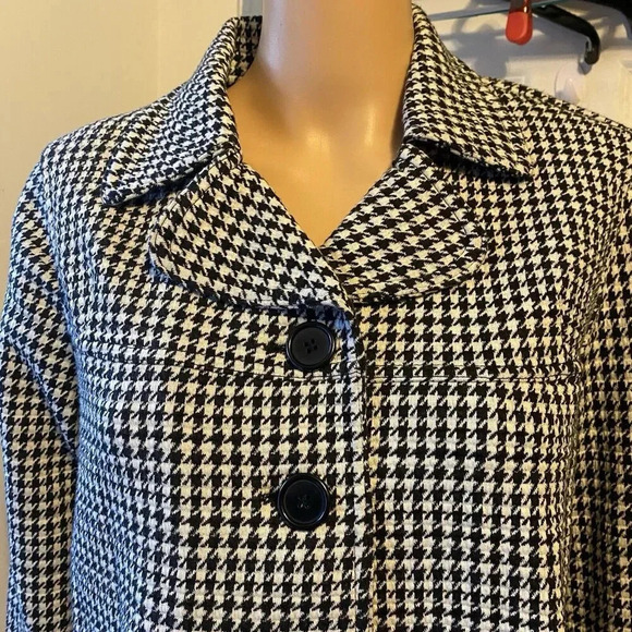Charter Club Classy Houndstooth Jacket Blazer Black White Check Lady Sz S Career - Picture 7 of 8